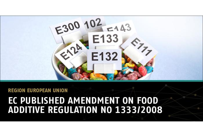 EC published amendment on Food Additive Regulation No 1333/2008