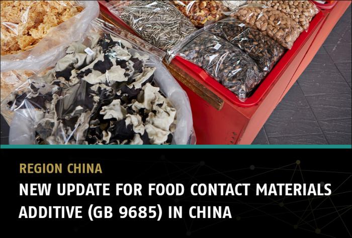 New update for Food Contact Materials additive (GB 9685) in China